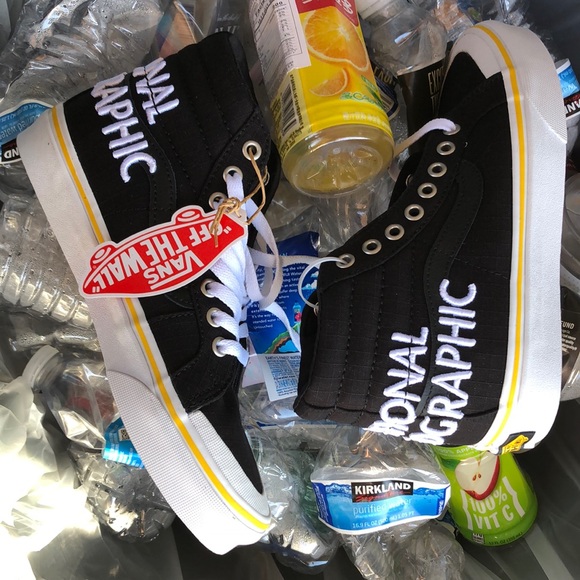 Vans National Geographic Sk8-hi Reissue 138 Logo Black Yellow White Women's 7 - Picture 2 of 2